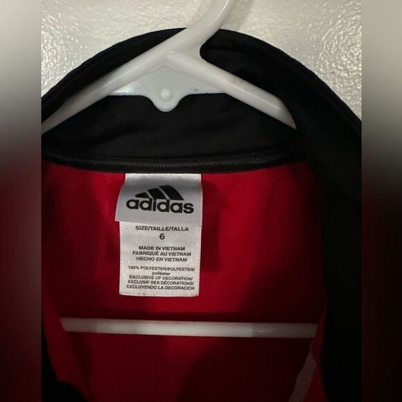 Adidas Red & Black Boy Track Jacket Size 6 - Picture 5 of 10